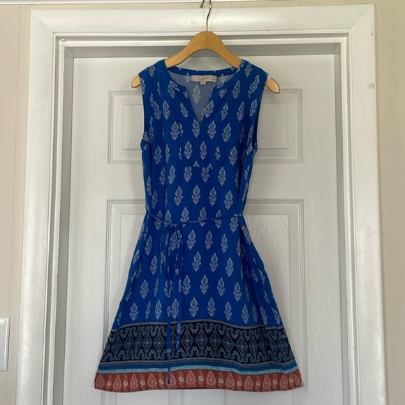 LOFT blue, sleeveless summer dress - Picture 1 of 8